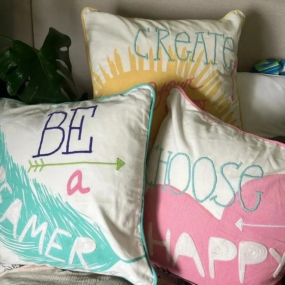 Pottery Barn Teen Cushion Pillow Choose  Happy - Picture 4 of 4